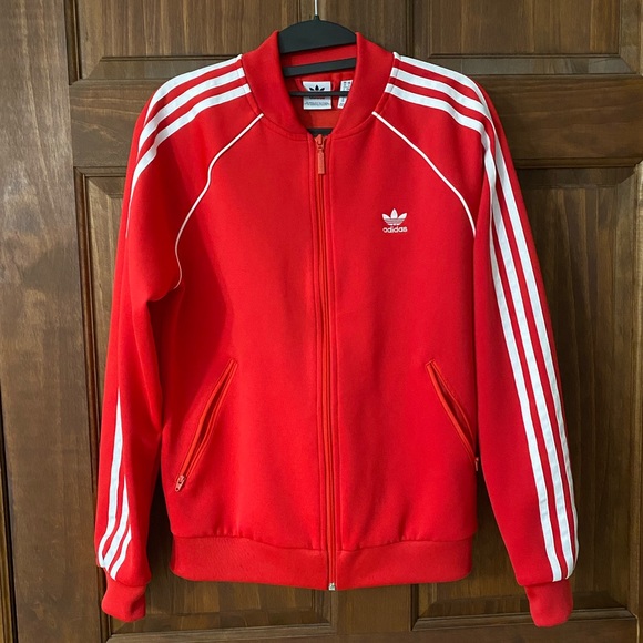 red adidas zip up jacket